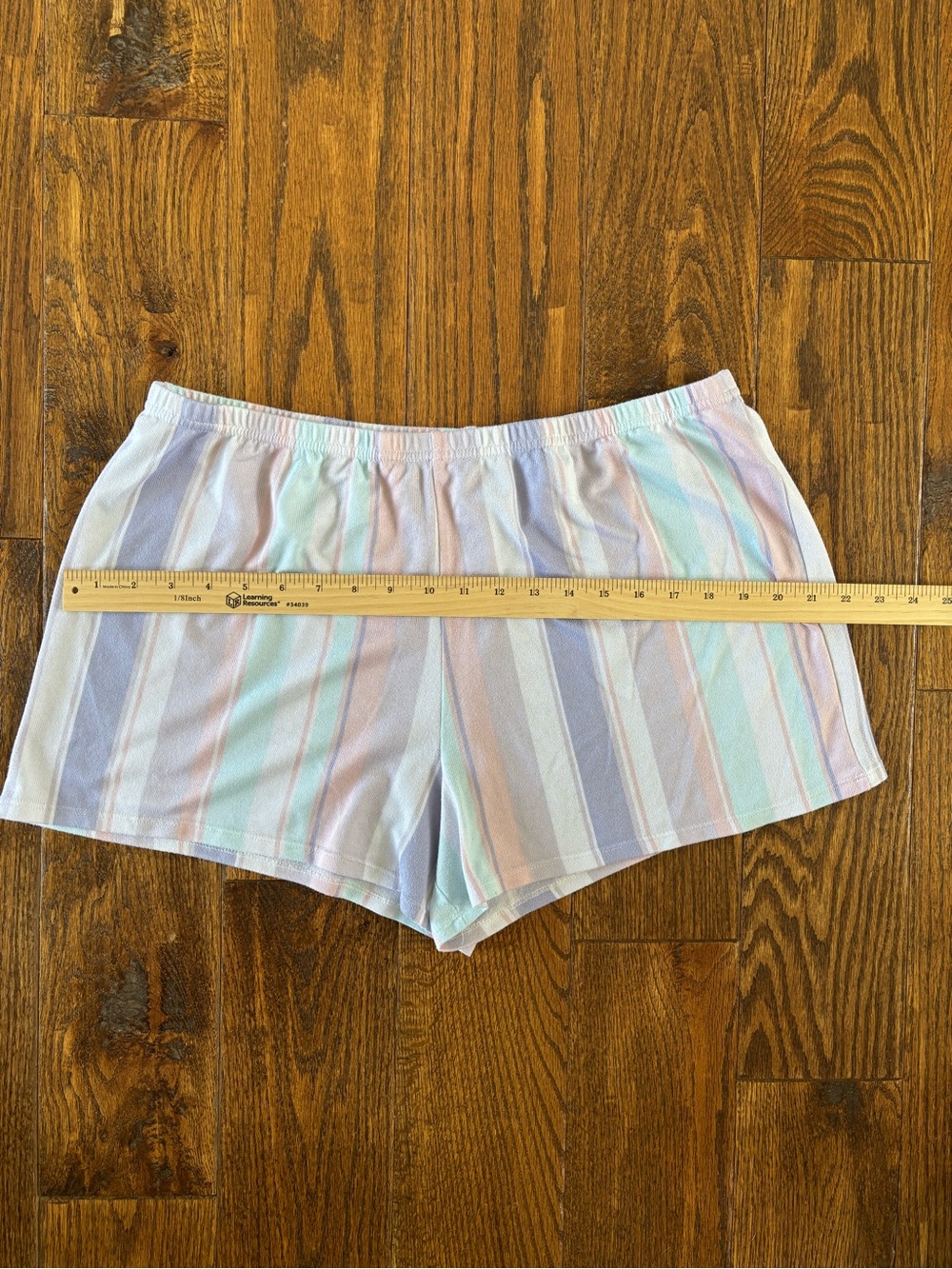 Boutique Pastel Striped Pajama Set | Short Sleeve Top & Shorts | XL - Picture 12 of 14
